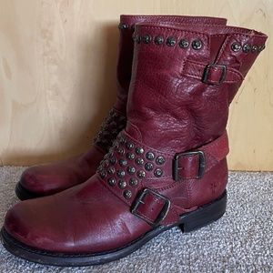 Frye Red Jenna Studded short Boots Size 7